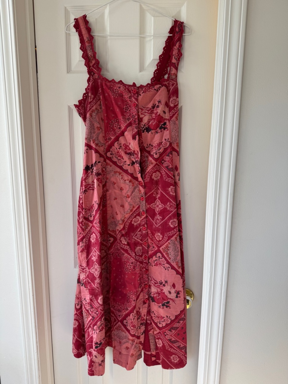 Kimchi Blue Red & Pink Patchwork Midi Dress